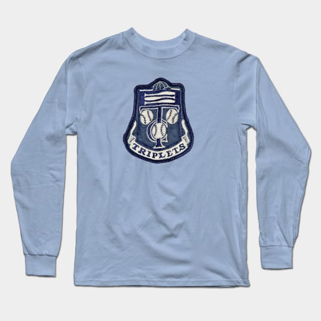 Binghamton Triplets Logo Patch Long Sleeve T-Shirt by Designs by TheGM 